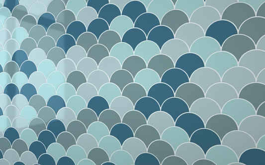 Mermaid Patterned Hampton Blue Scale (100mm x 100mm)