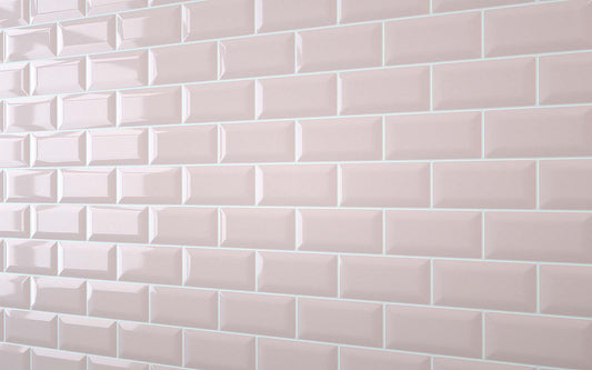 Bevel Metro Tile Pastel Pink (150mm x 75mm)