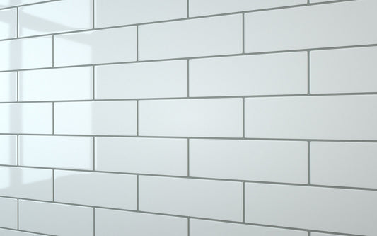 Flat Metro Large Brick Tile White (300mm x 100mm)