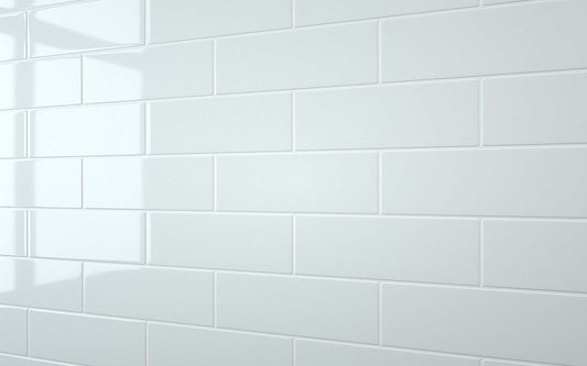 Flat Metro Large Brick Tile White (300mm x 100mm)